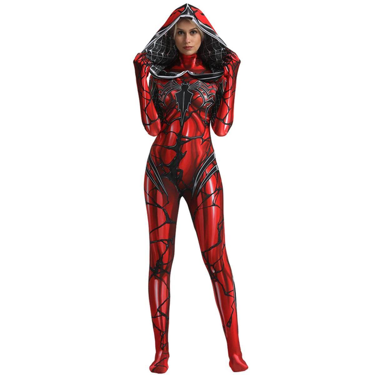 Spider-Man Venom Spider-Gwen Stacy Jumpsuit Lady Carnage Hooded Cosplay Costume Halloween - Ecosfun