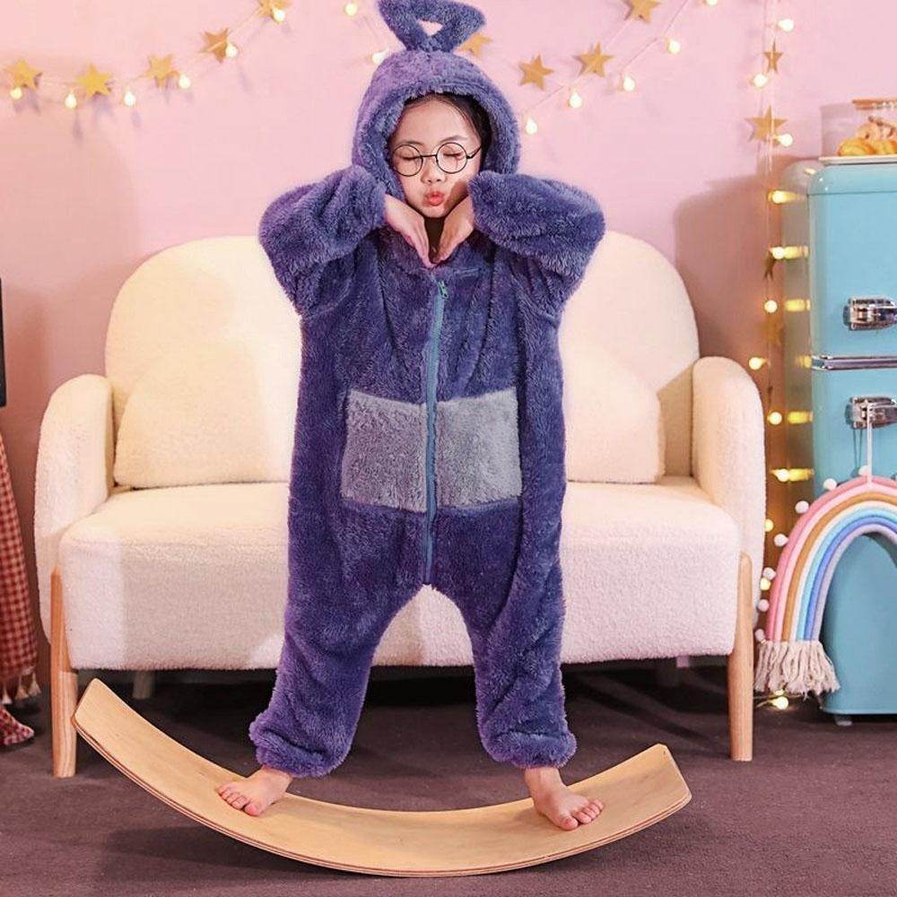 Teletubbies Tinky Winky Dipsy Po Laa-Laa Coral Fleece Onesies Pajamas for Adults Kids - Ecosfun
