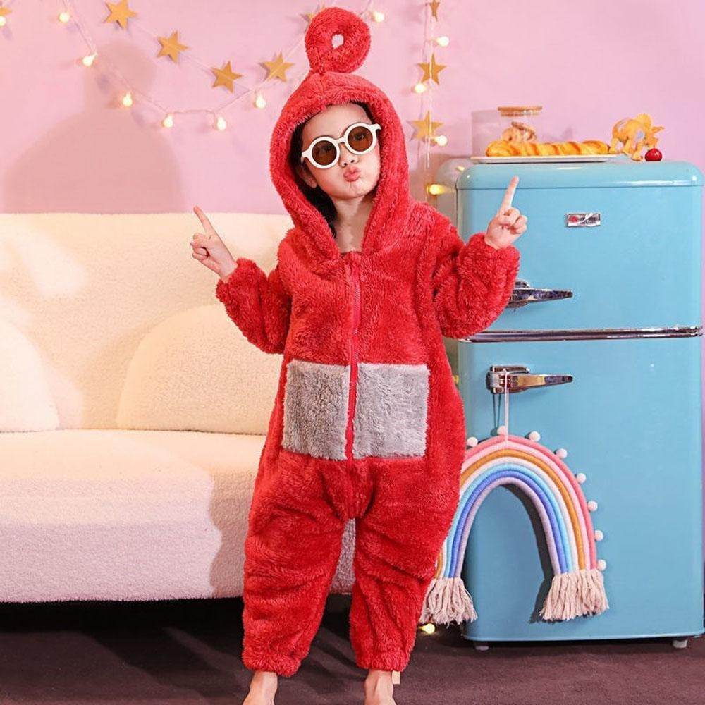 Teletubbies Tinky Winky Dipsy Po Laa-Laa Coral Fleece Onesies Pajamas for Adults Kids - Ecosfun
