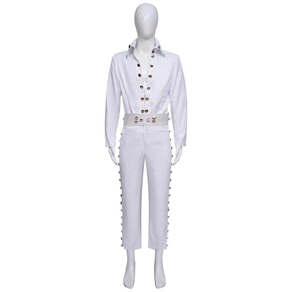 White Elvis Presley Cosplay Costume Halloween Carnival Suit For Adults - Ecosfun