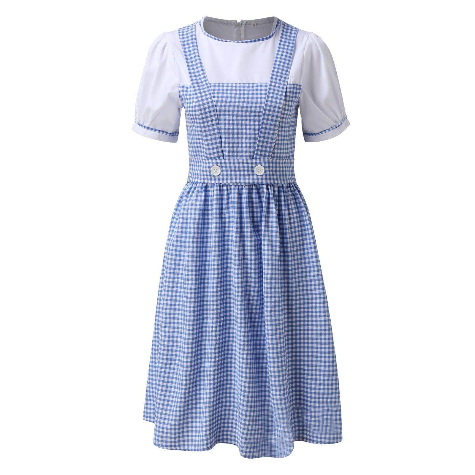 Wizard of Oz Dorothy Costume Dress Maid Alice for Girls Women - Ecosfun