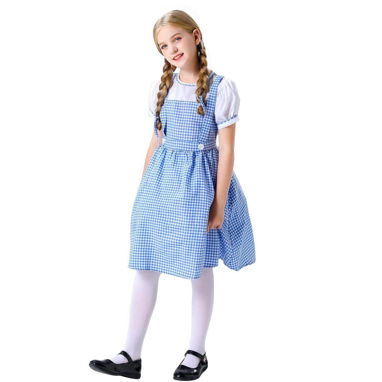 Wizard of Oz Dorothy Costume Dress Maid Alice for Girls Women - Ecosfun