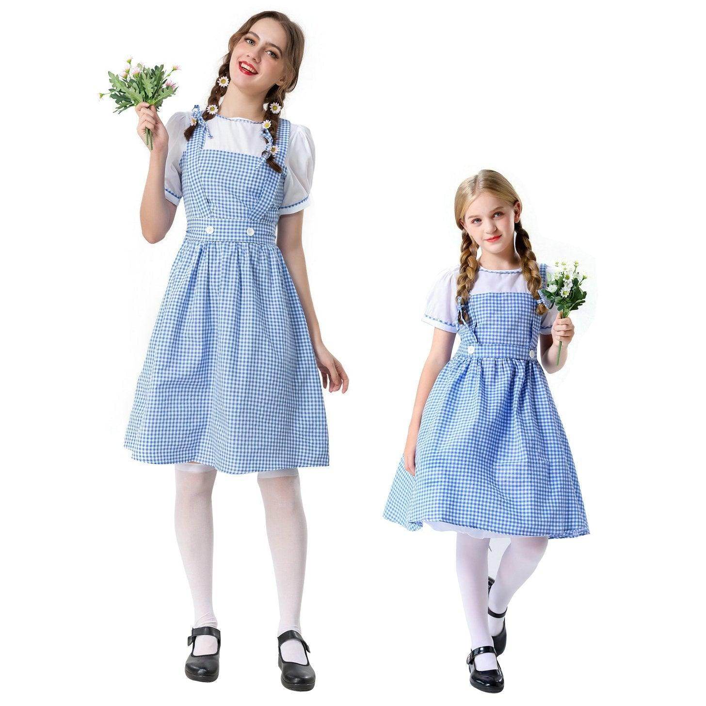 Wizard of Oz Dorothy Costume Dress Maid Alice for Girls Women - Ecosfun