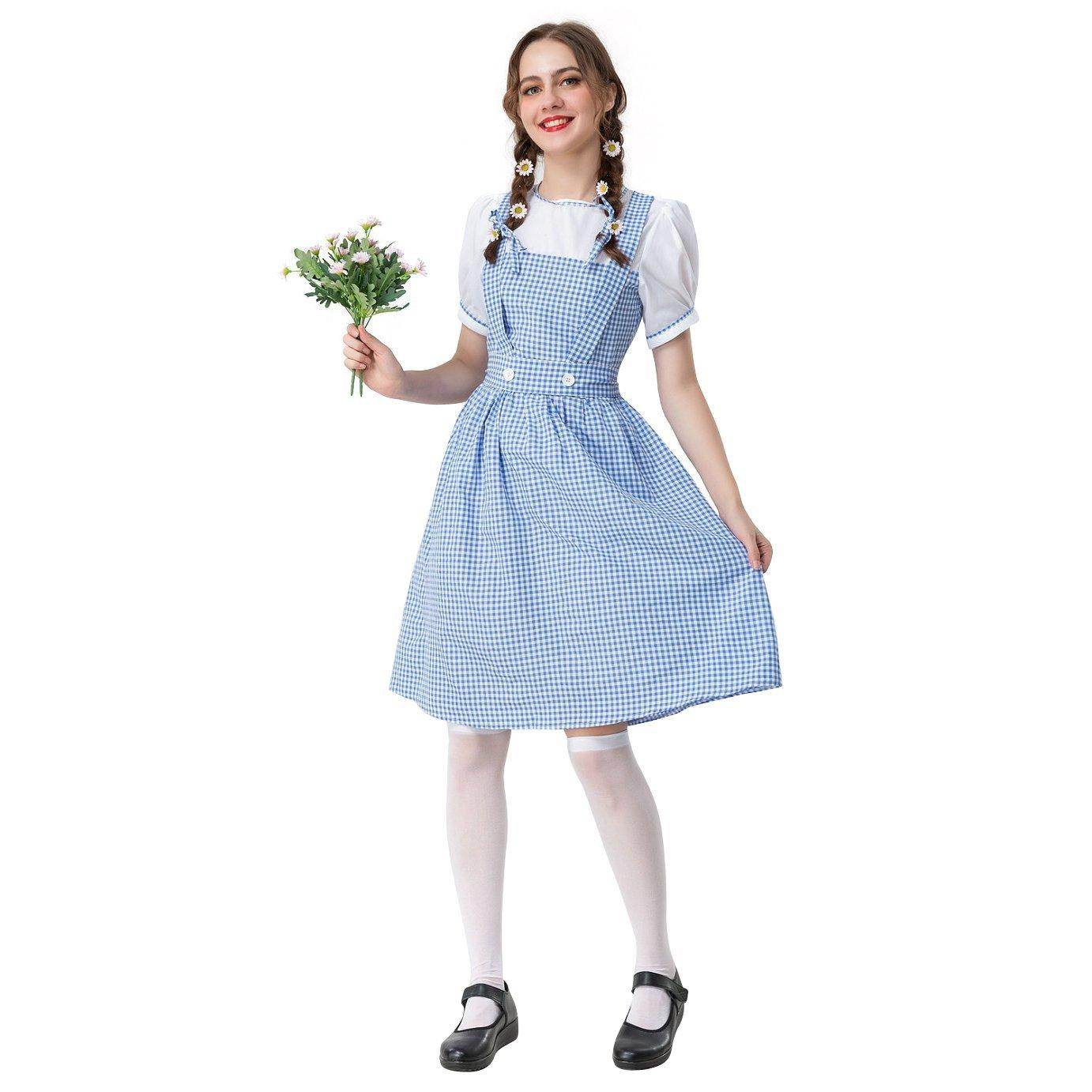 Wizard of Oz Dorothy Costume Dress Maid Alice for Girls Women - Ecosfun