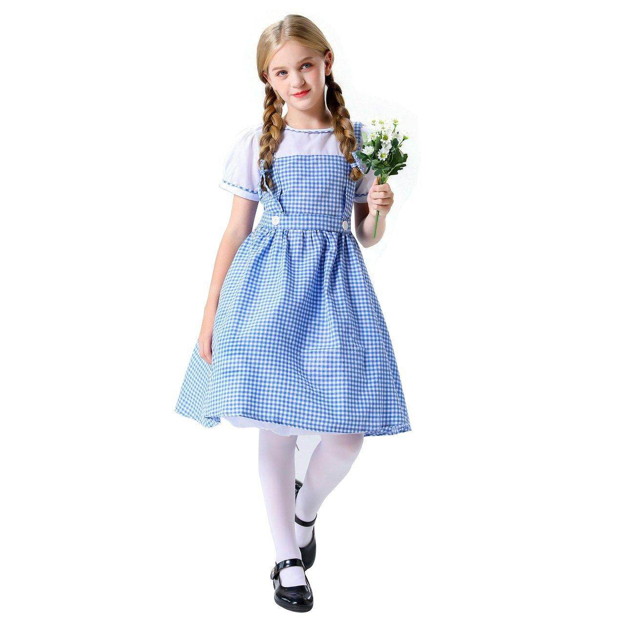 Wizard of Oz Dorothy Costume Dress Maid Alice for Girls Women - Ecosfun