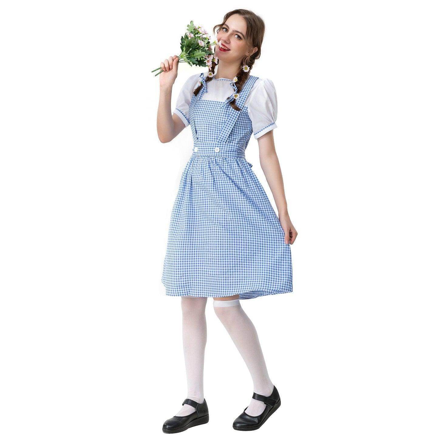 Wizard of Oz Dorothy Costume Dress Maid Alice for Girls Women - Ecosfun