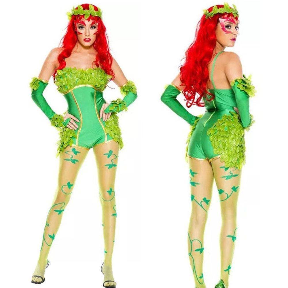 Women's Deluxe Poison Ivy Costume Jumpsuit Halloween - Ecosfun