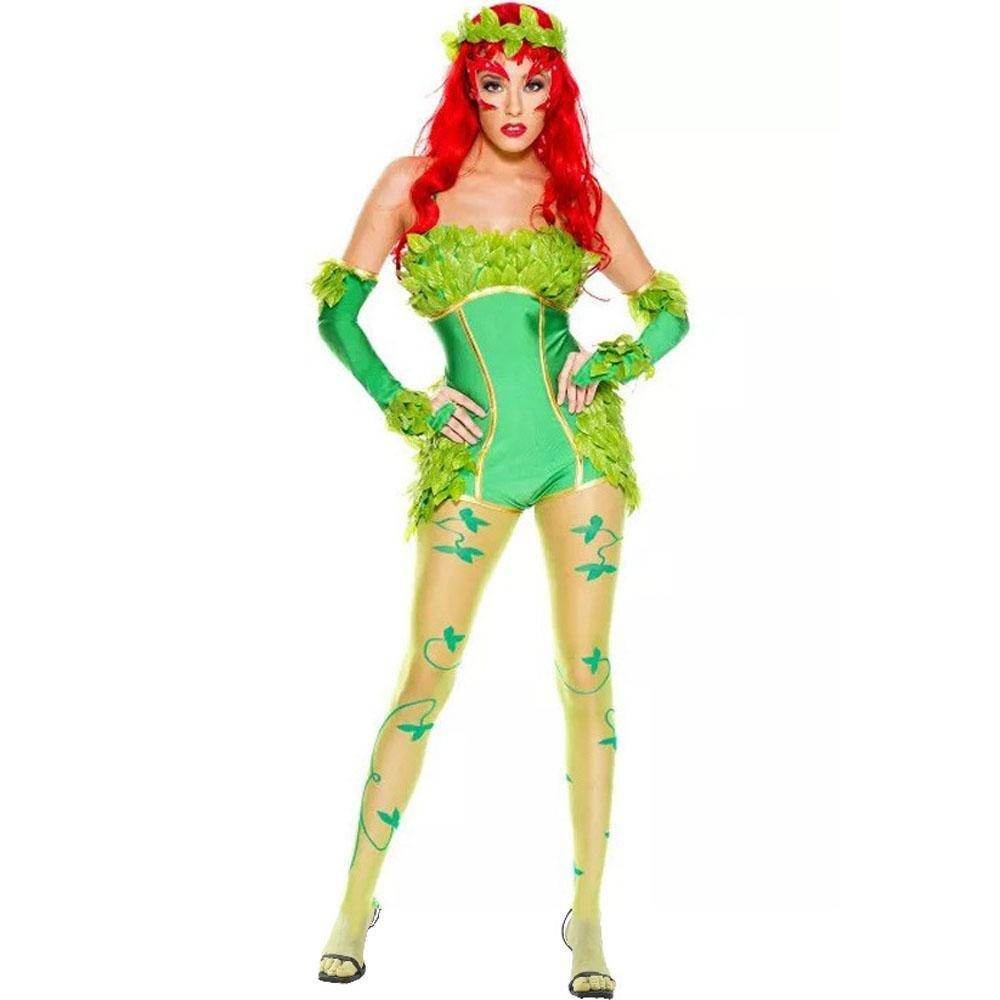Women's Deluxe Poison Ivy Costume Jumpsuit Halloween - Ecosfun