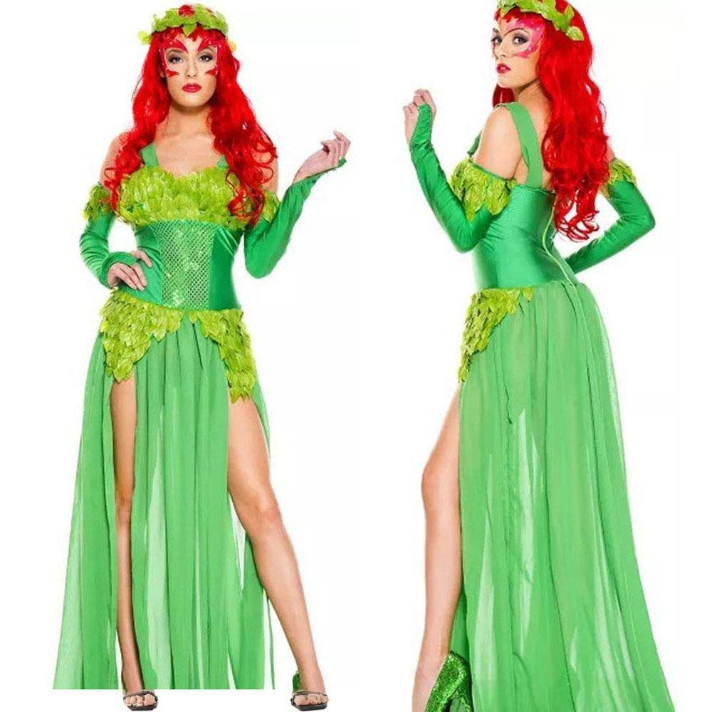 Women's Deuxe Poison lvy Costume long dress Halloween - Ecosfun