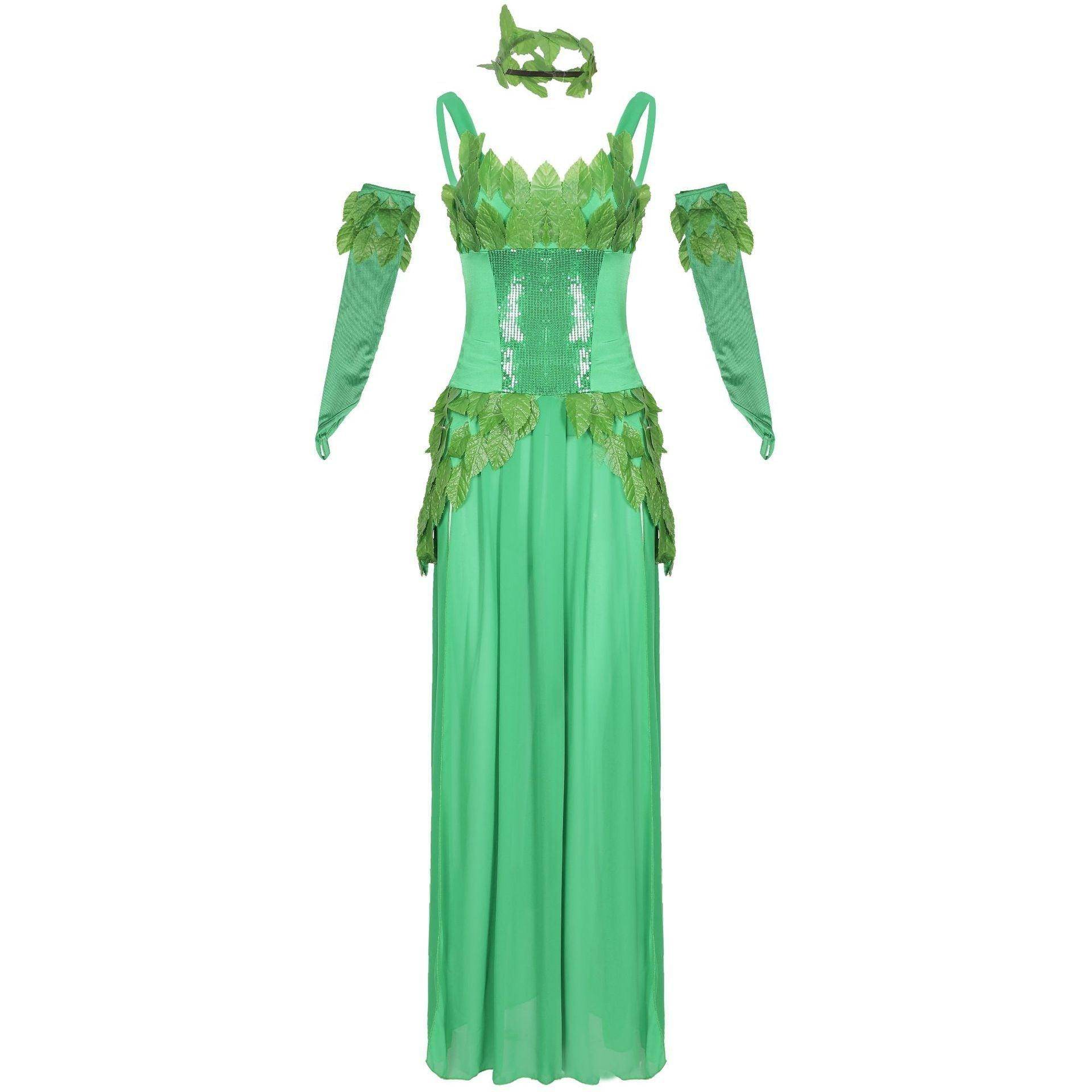 Women's Deuxe Poison lvy Costume long dress Halloween - Ecosfun