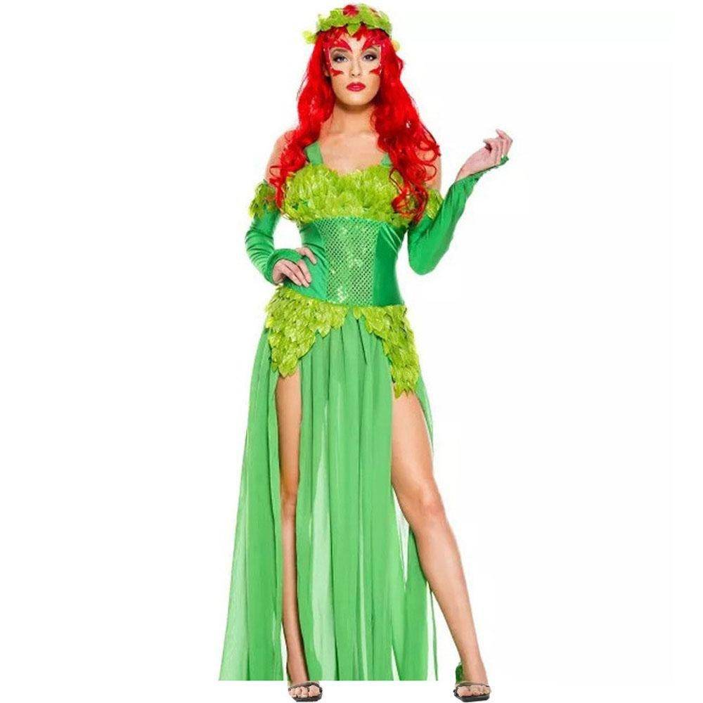 Women's Deuxe Poison lvy Costume long dress Halloween - Ecosfun