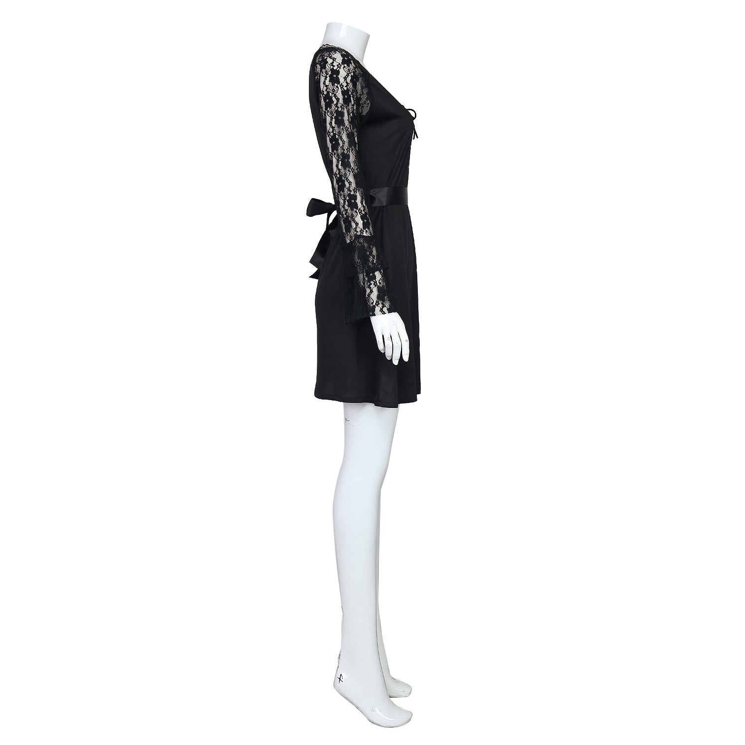 Lisa Frankenstein Misty Cosplay Costume Women Black Lace Long-sleeved Dress Party Carnival