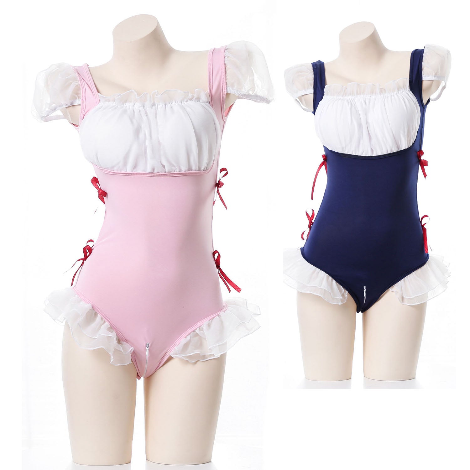Lotus Leaf One-Piece Open Crotch Free Seductive Princess Maid Uniform Suit