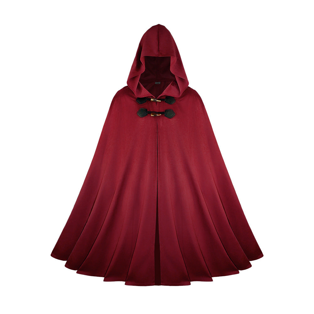Medieval Suede Cape Halloween Retro Cloak Battle Warrior Role Play Cosplay Costume