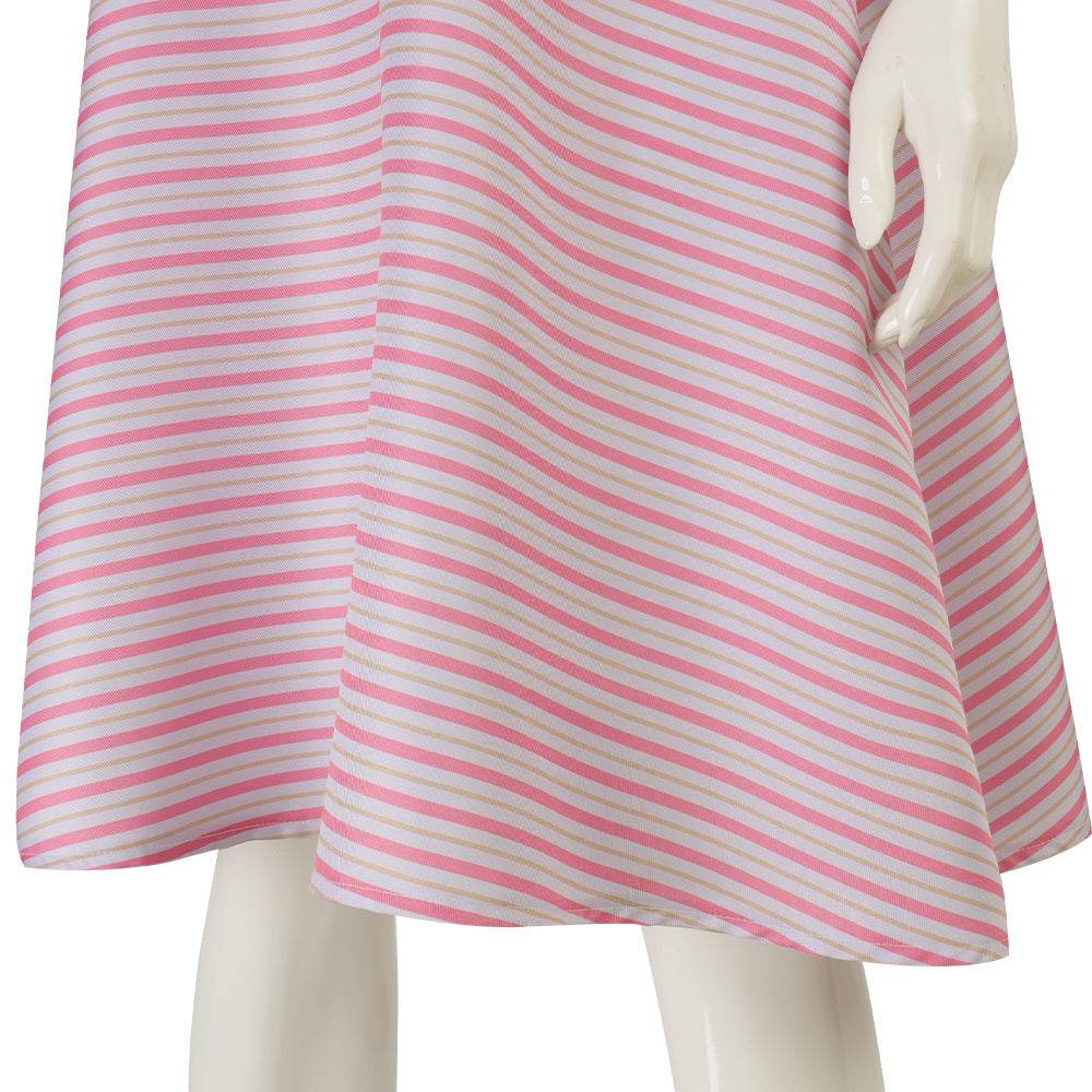 Wicked Glinda Pink Women Stripe Dress Outfit Carnival Cosplay Costume - Ecosfun