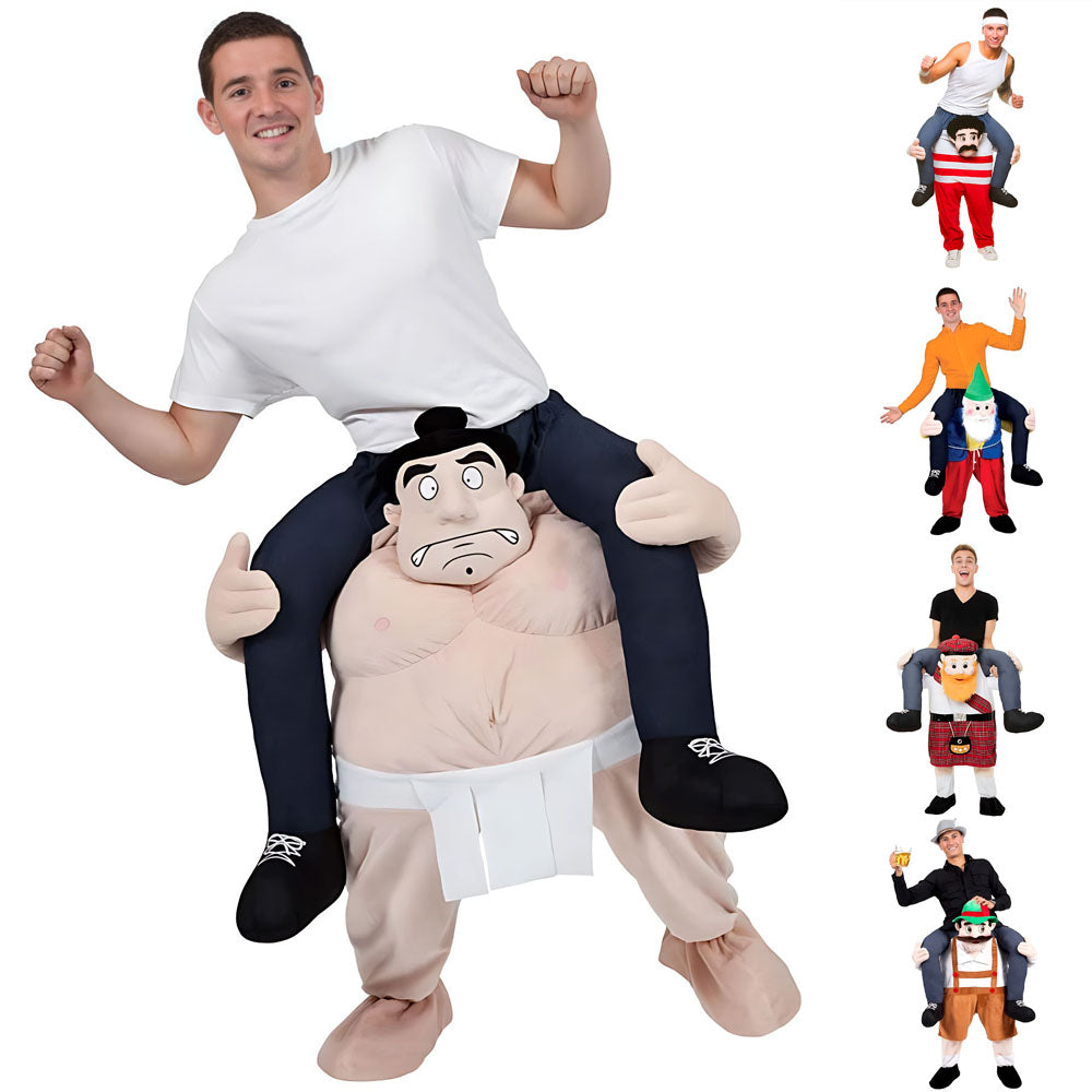 Striped Uncle White Beard Red Checkered Sumo Funny Puppet Costumes