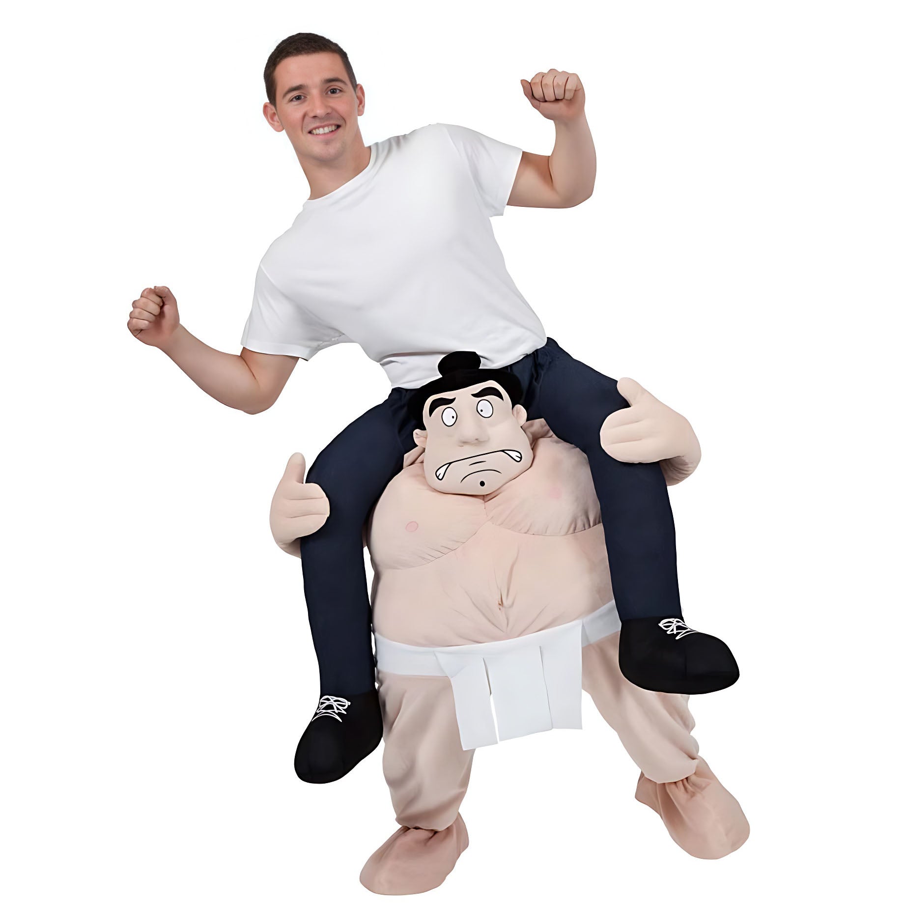 Striped Uncle White Beard Red Checkered Sumo Funny Puppet Costumes
