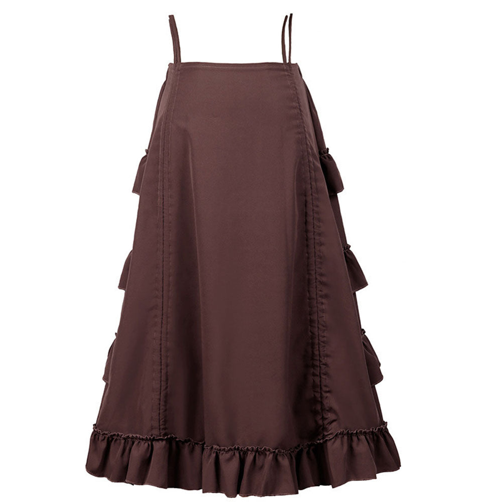 Medieval Women's Retro Style Drawstring Waist Dance Skirt Dress