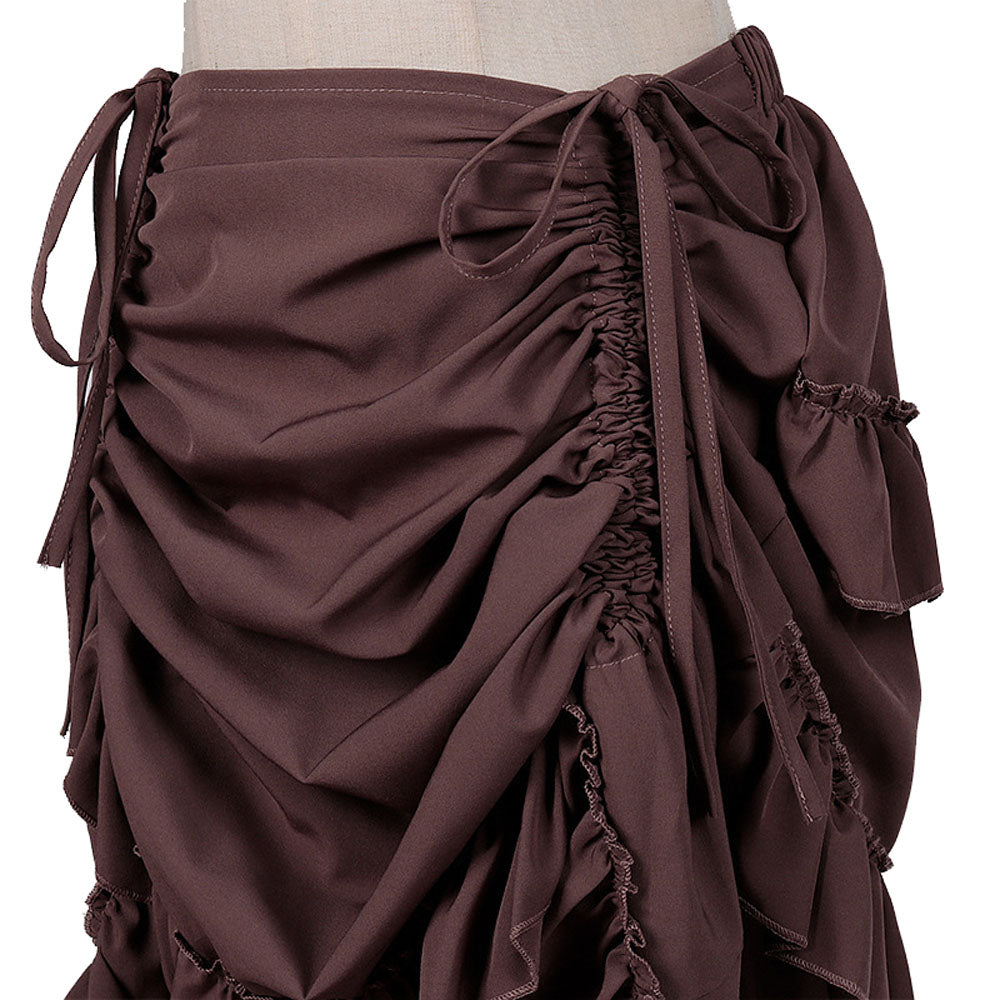 Medieval Women's Retro Style Drawstring Waist Dance Skirt Dress