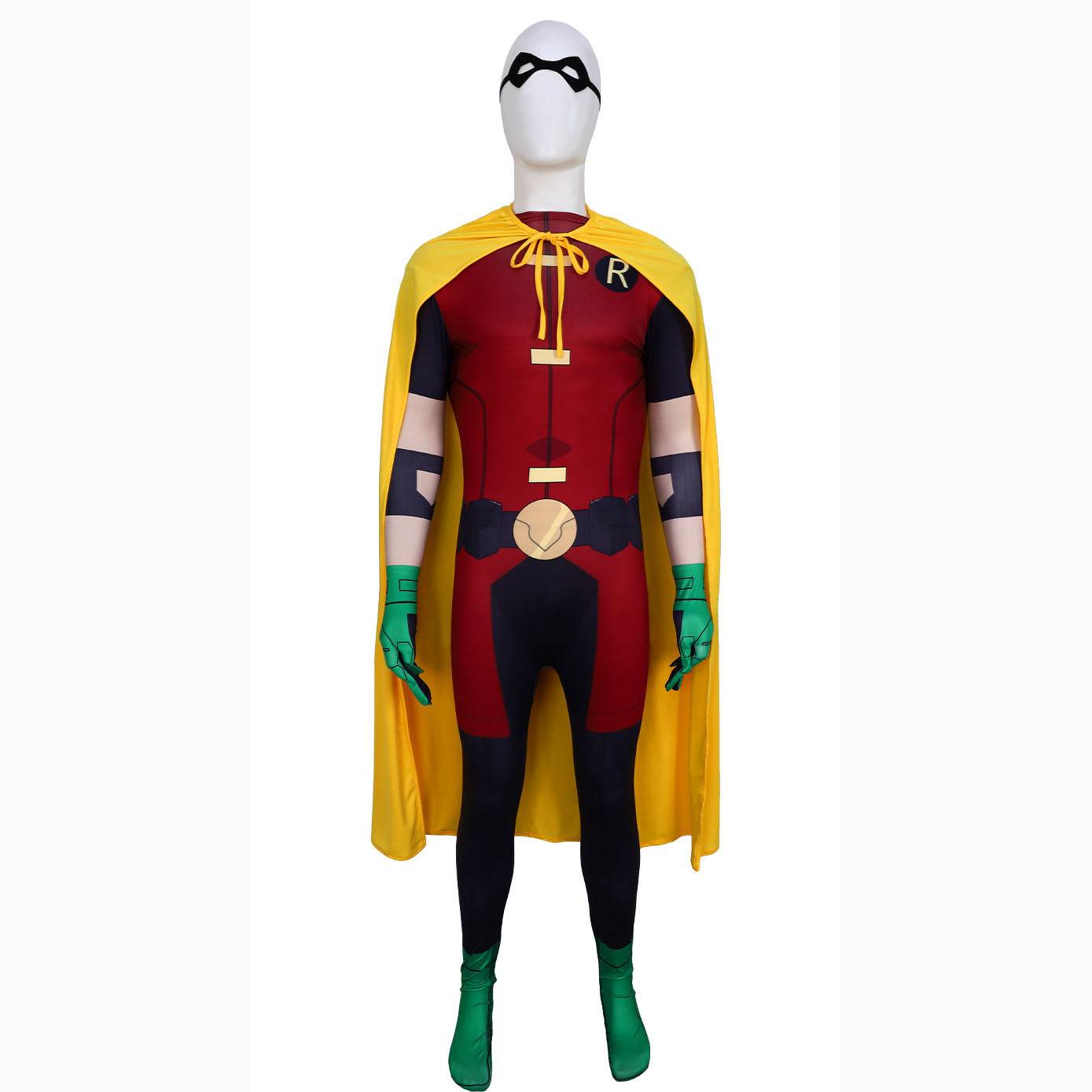 DC Teen Titans Robin Cosplay Costume Halloween For Adult Full Set With Cape - Ecosfun