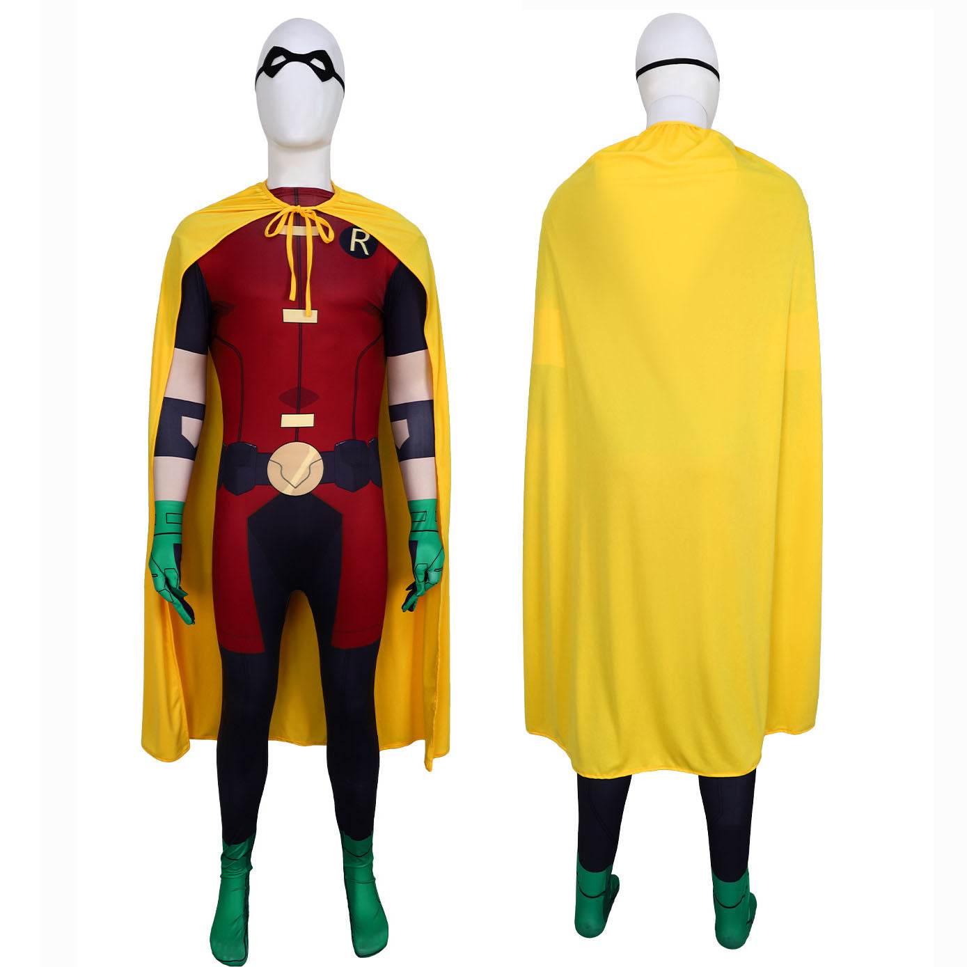 DC Teen Titans Robin Cosplay Costume Halloween For Adult Full Set With Cape - Ecosfun