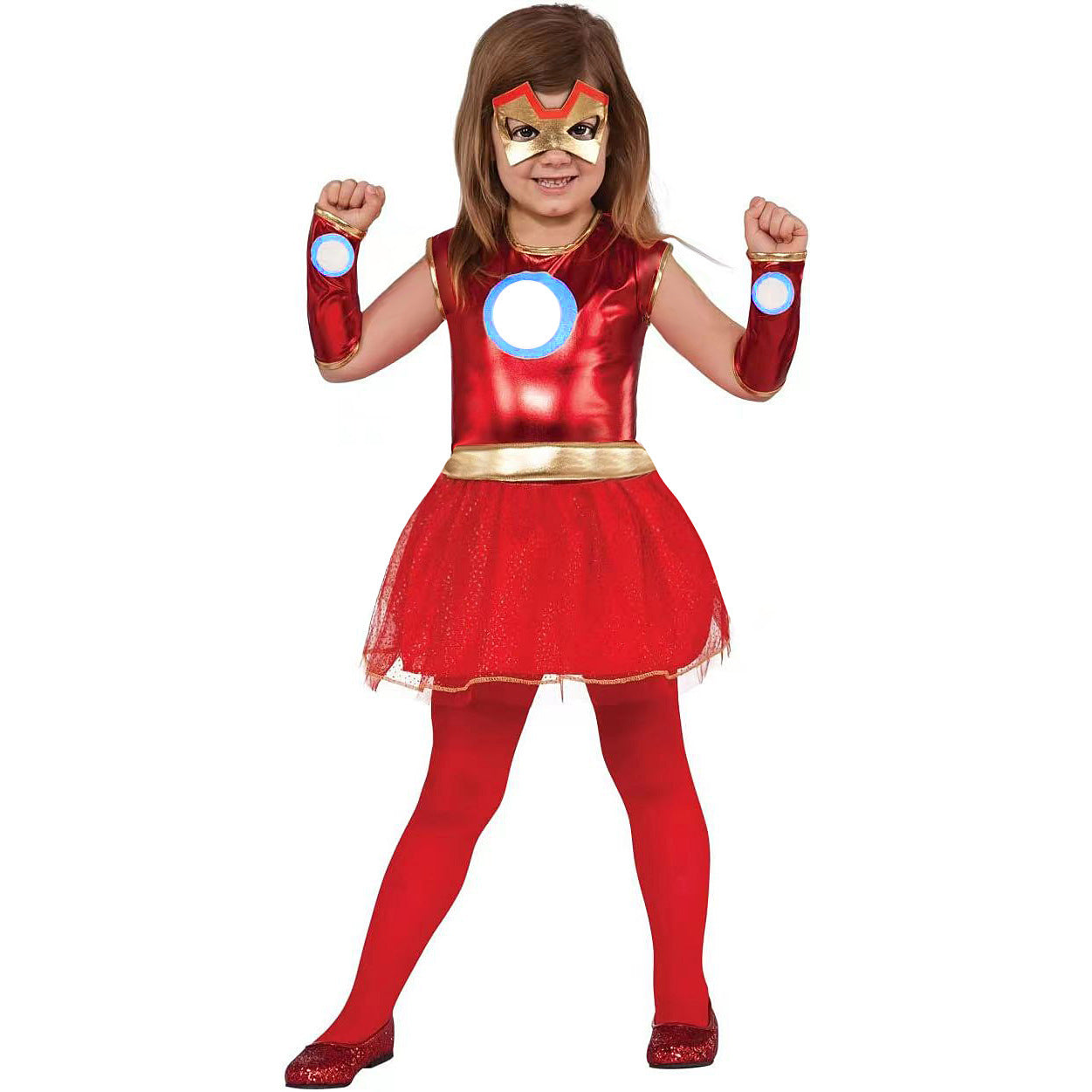 Iron Man Costume Halloween For Kids Girl Full set with Capge