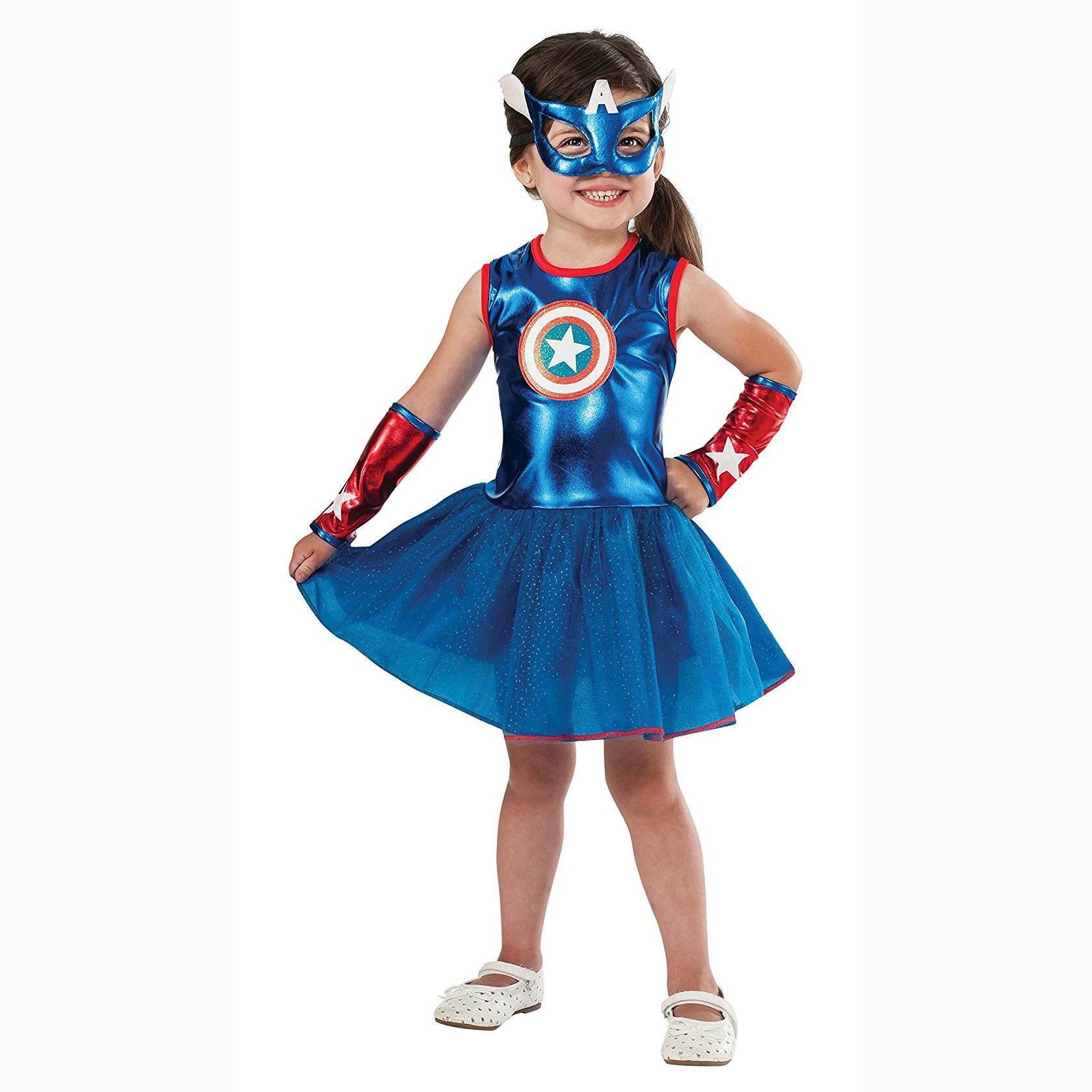 Captain America Costume for Kids Girl Halloween Full Set - Ecosfun