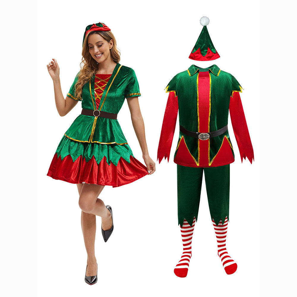 Green Christmas Party dress Costume adult couple stage costume