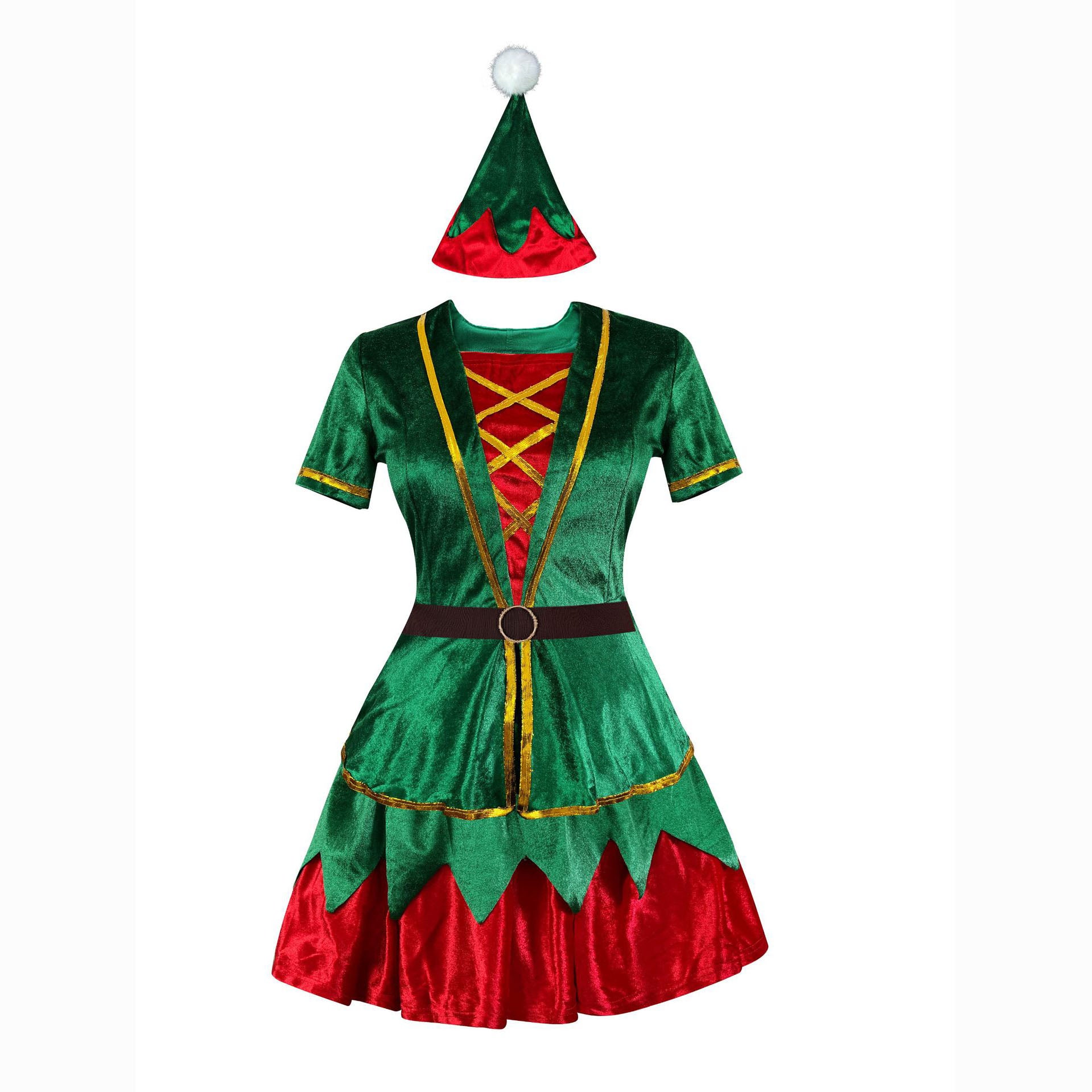 Green Christmas Party dress Costume adult couple stage costume