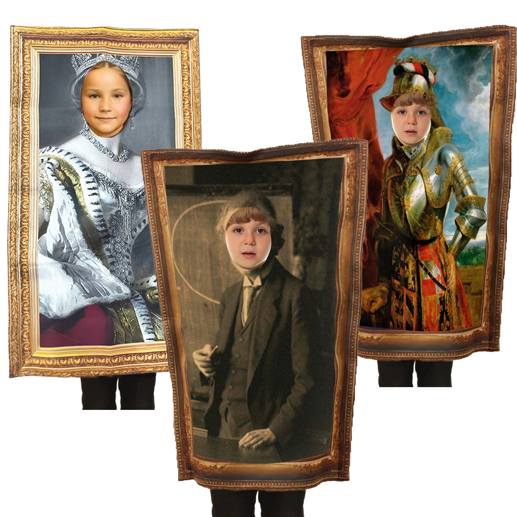 Funny spoof murals Costume Mona Lisa French girl Einstein Marie Curie King Queen Victoria Knight