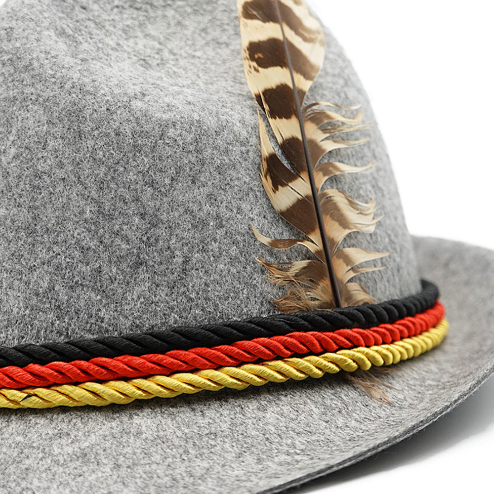 Munich beer German Alpine Panama Jazz Feather Hat Halloween