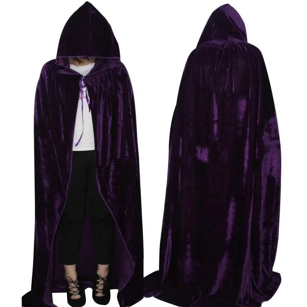 Adult Unisex Hooded Robe Long Cloak Cape Halloween Costume - Ecosfun