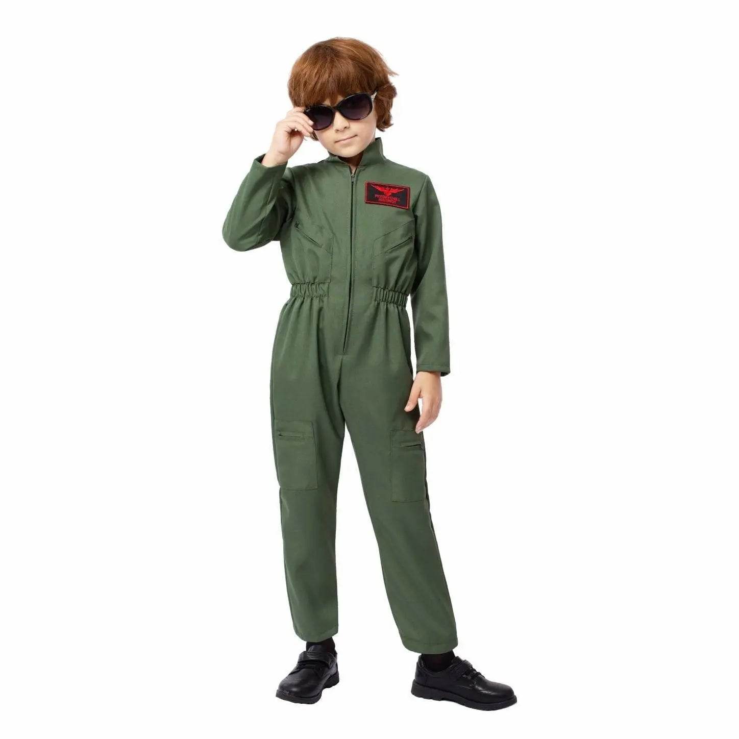 Children's Fighter Pilot Costume Halloween Carnival and Kindergarten Performance Jumpsuit - Ecosfun