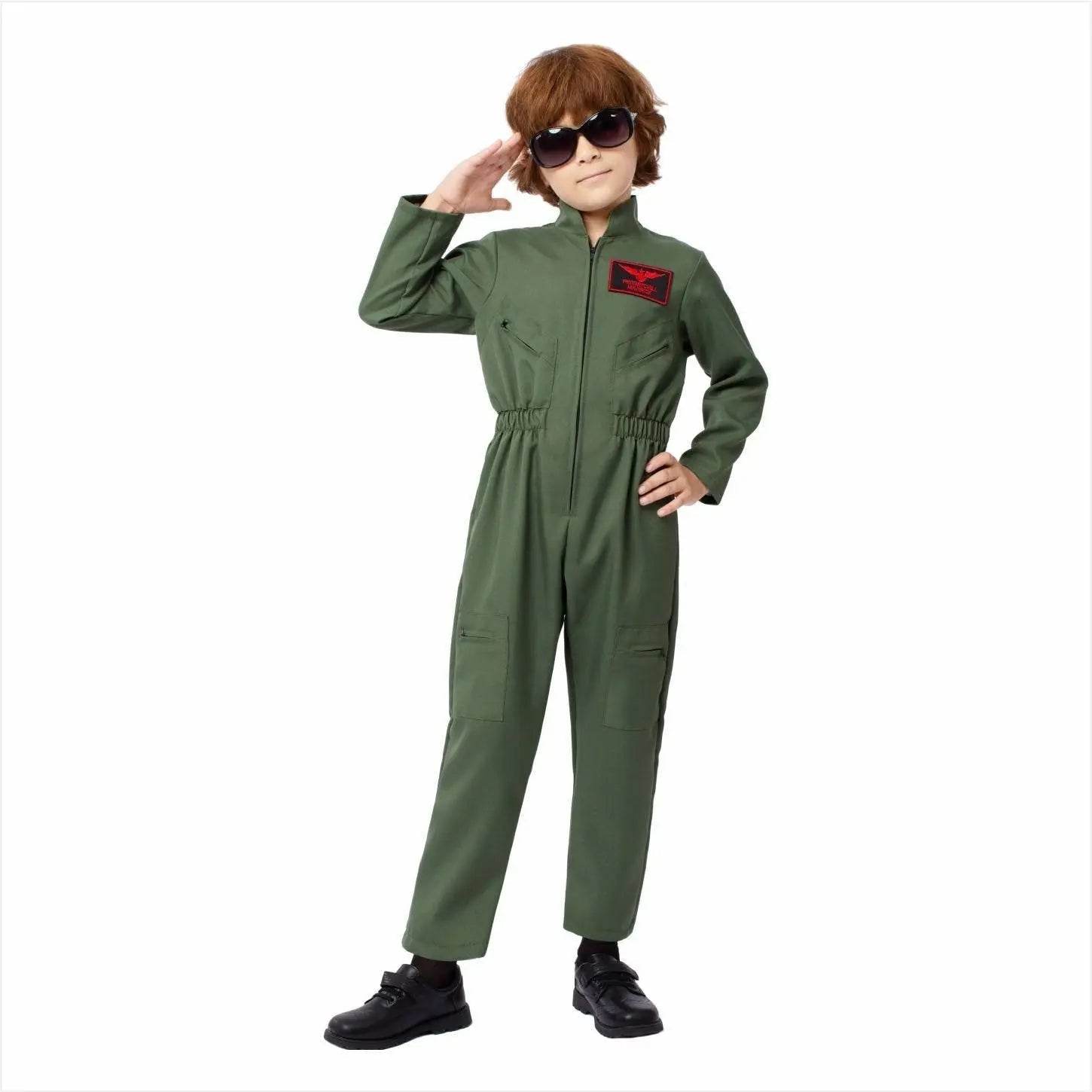 Children's Fighter Pilot Costume Halloween Carnival and Kindergarten Performance Jumpsuit - Ecosfun