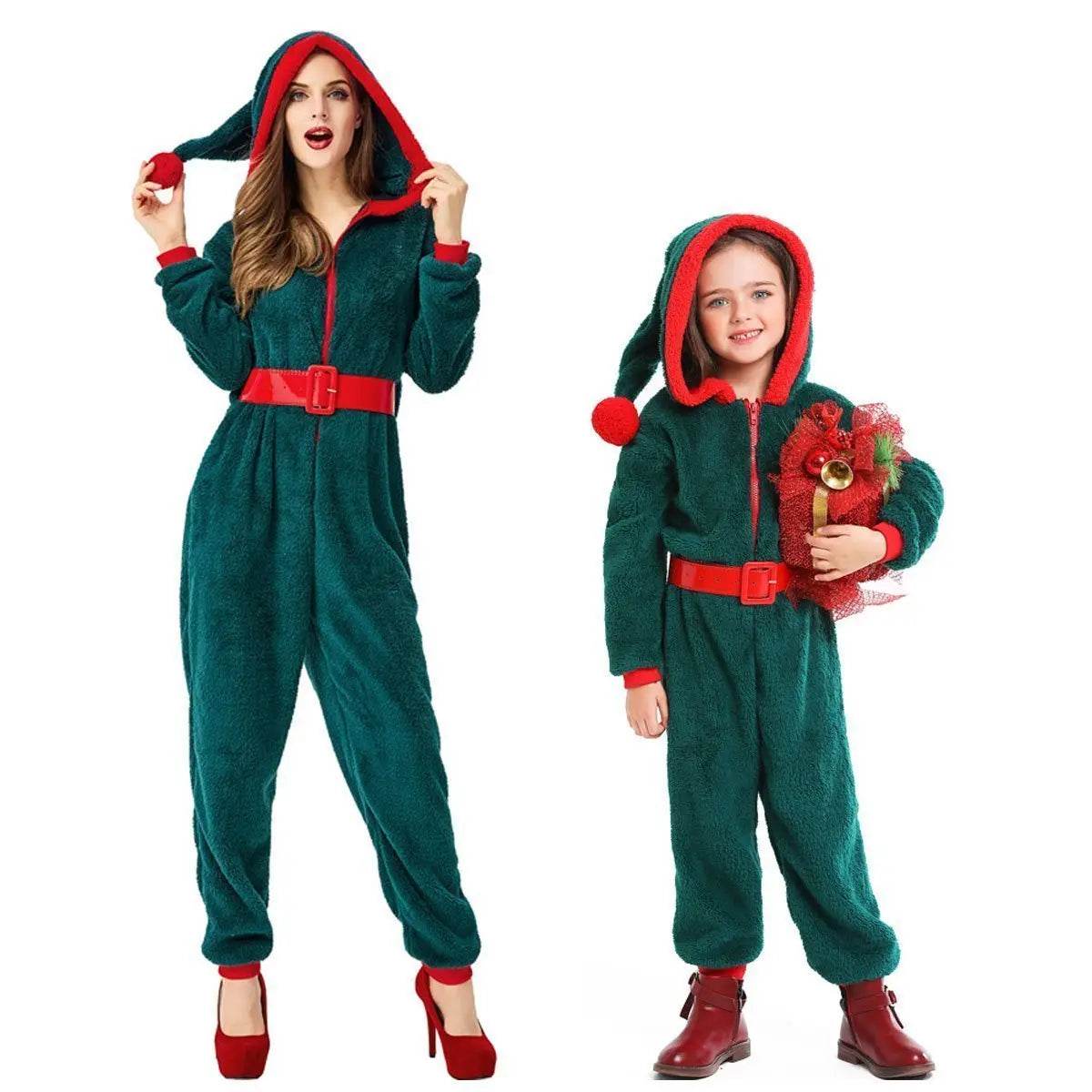 Christmas Family Matching Costume Onesies Hooded Pajamas Jumpsuit - Ecosfun