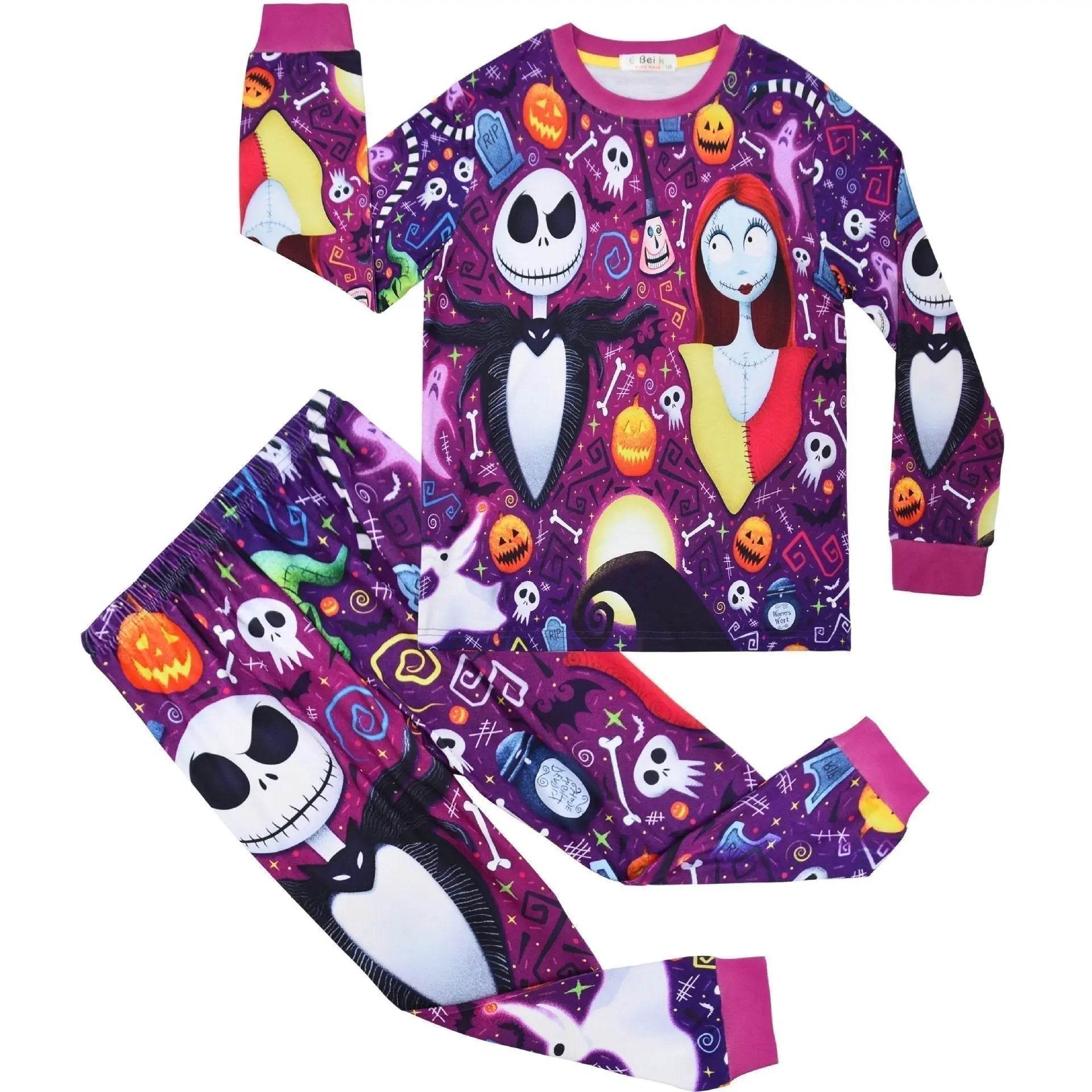 Christmas Pajamas Jack Sally Printed Long Sleeve Set Big Kids - Ecosfun