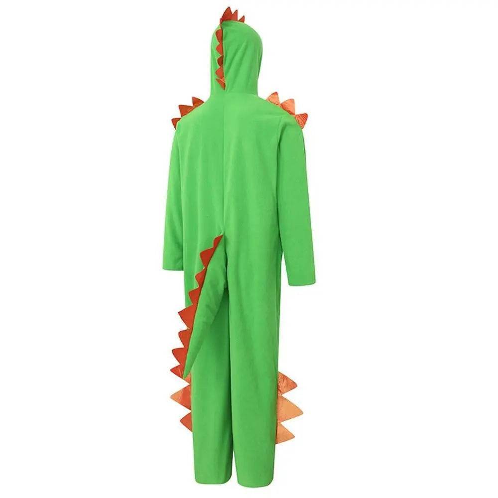 Cute Green Big Tail Dinosaur Animal Adult Jumpsuit Cosplay Costume Carnival - Ecosfun