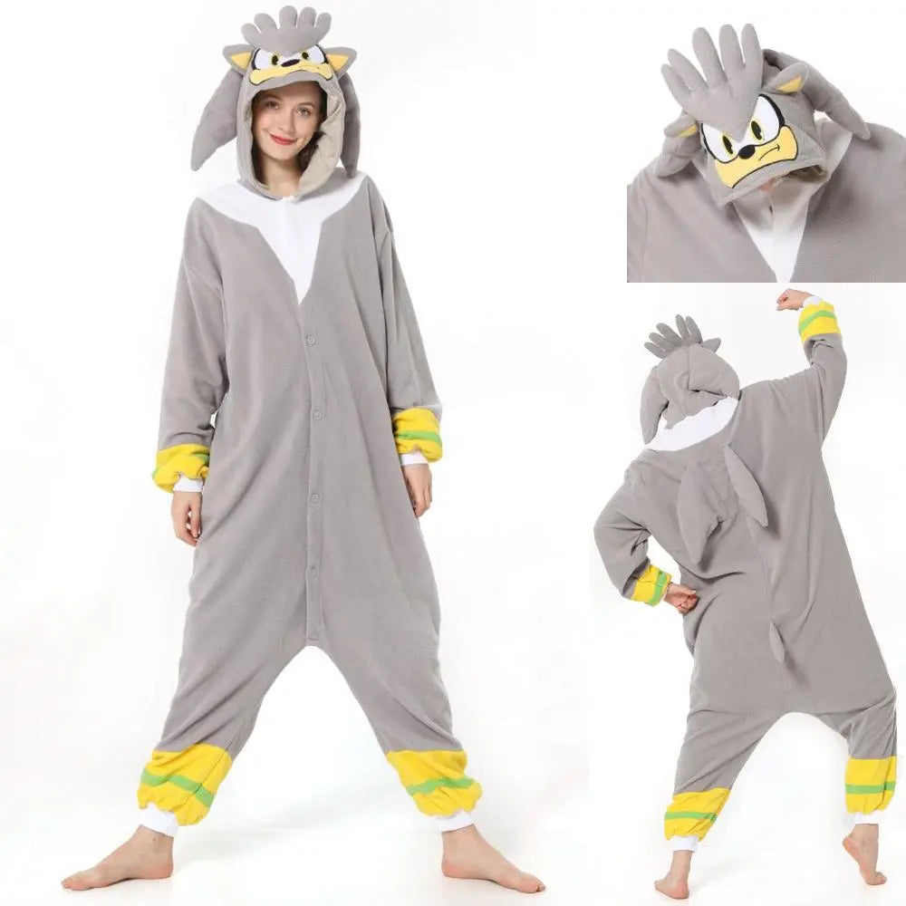 Silver the Hedgehog kigurumi onesies anime pajamas Costume|?PajmasBuy