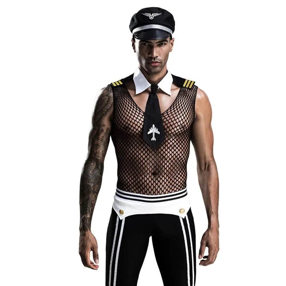 Stag do Police Pilot Party Costume Nightclub Uniform - Ecosfun