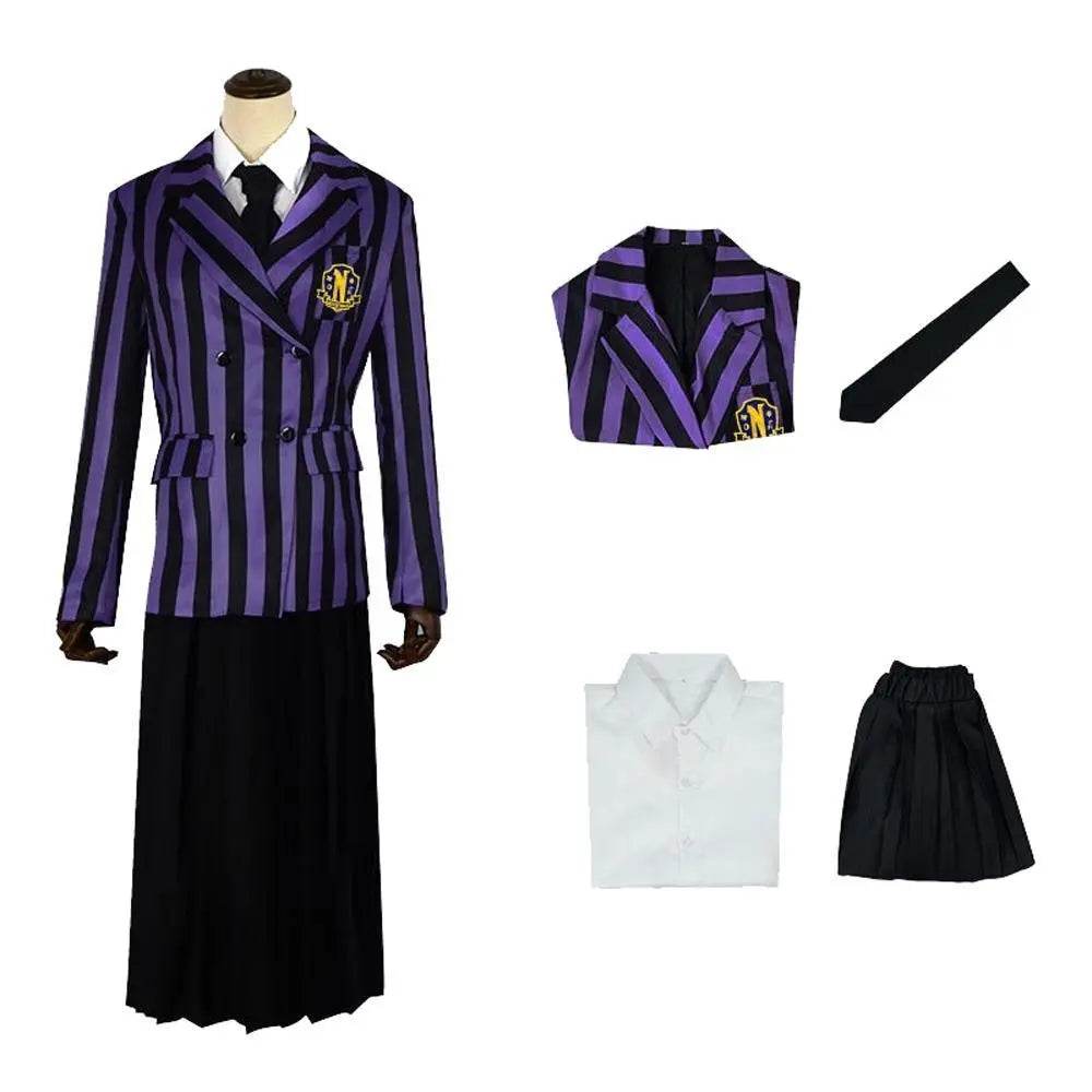 Wednesday Costume The Addams Family Cosplay Costumes Purple Skirt Suit For Adult - Ecosfun