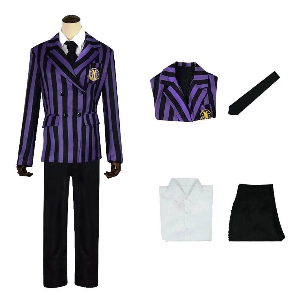 Wednesday Costume The Addams Family Cosplay Costumes Purple Skirt Suit For Adult - Ecosfun