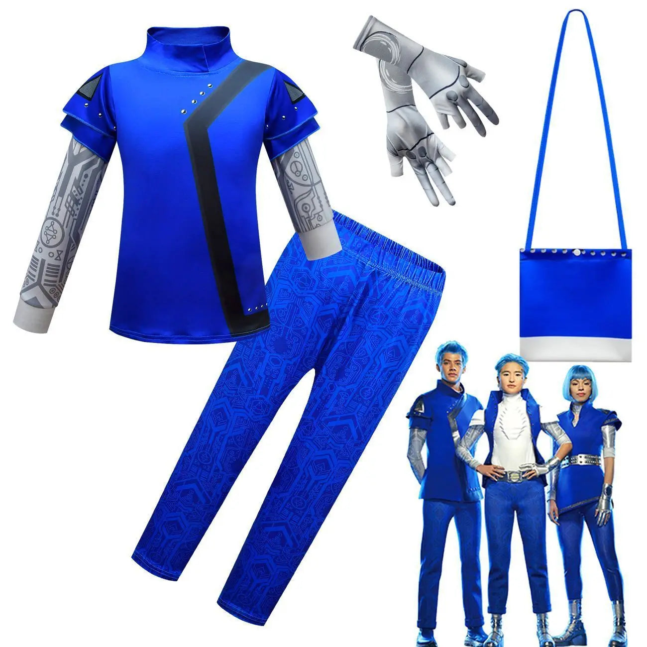 Zombies 3 Blue Cosplay two piece set Costume Bodysuit Outfits for kids - Pajamasbuy