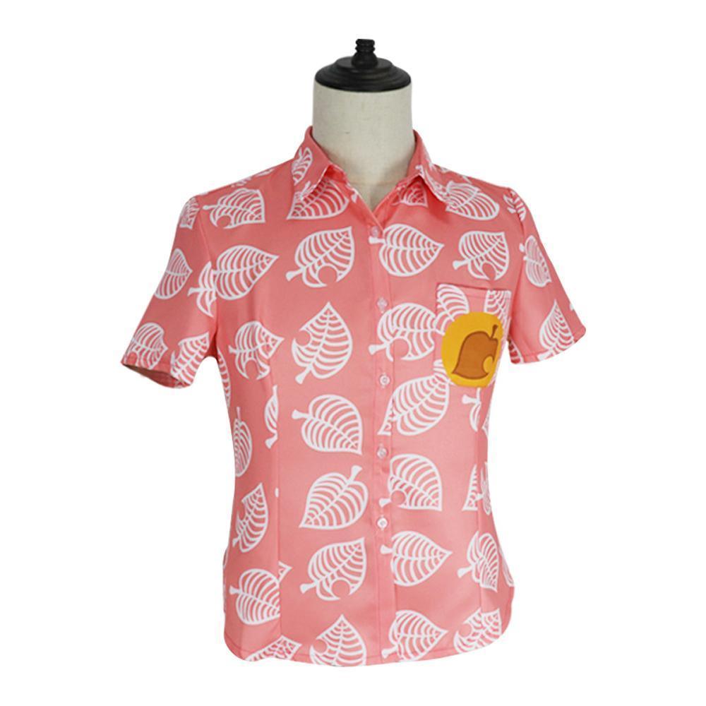 Animal Crossing Button Up Shirt Costume Cosplay Leaf Tee Shirts Top Halloween Outfit Dress Up For Adults - Pajamasbuy