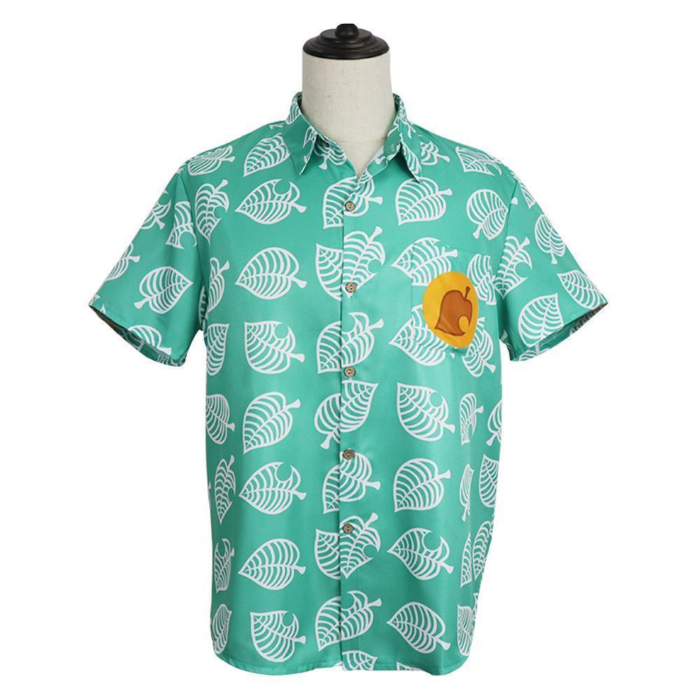 Animal Crossing Button Up Shirt Costume Cosplay Leaf Tee Shirts Top Halloween Outfit Dress Up For Adults - Pajamasbuy