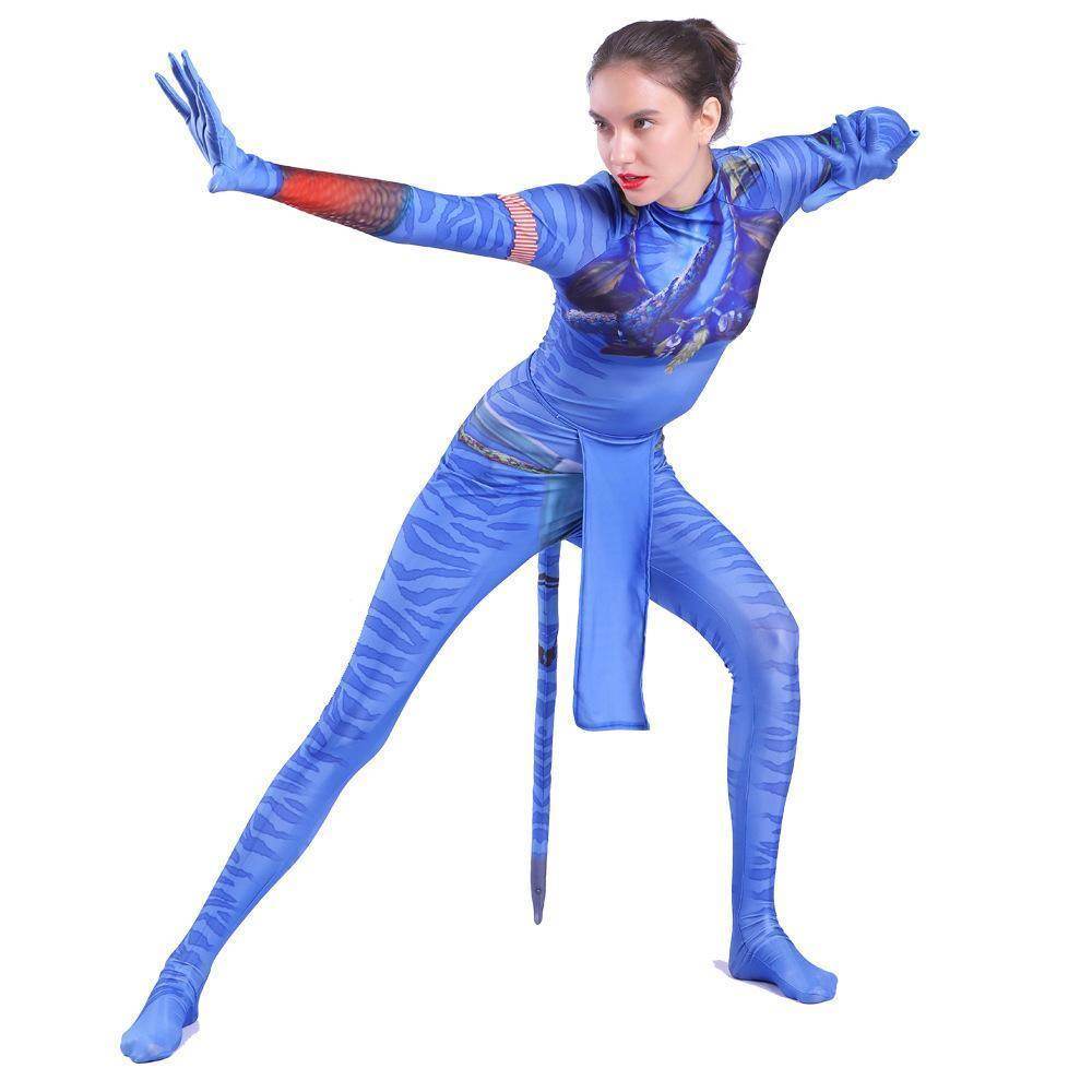 Avatar 2 Neytiri Battle Costume Tail Suit Unisex Jumpsuit Halloween Cosplay Zentai Bodysuit for Adult Kids - Ecosfun