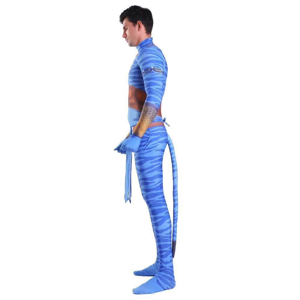 Avatar 2 Neytiri Battle Costume Tail Suit Unisex Jumpsuit Halloween Cosplay Zentai Bodysuit for Adult Kids - Ecosfun