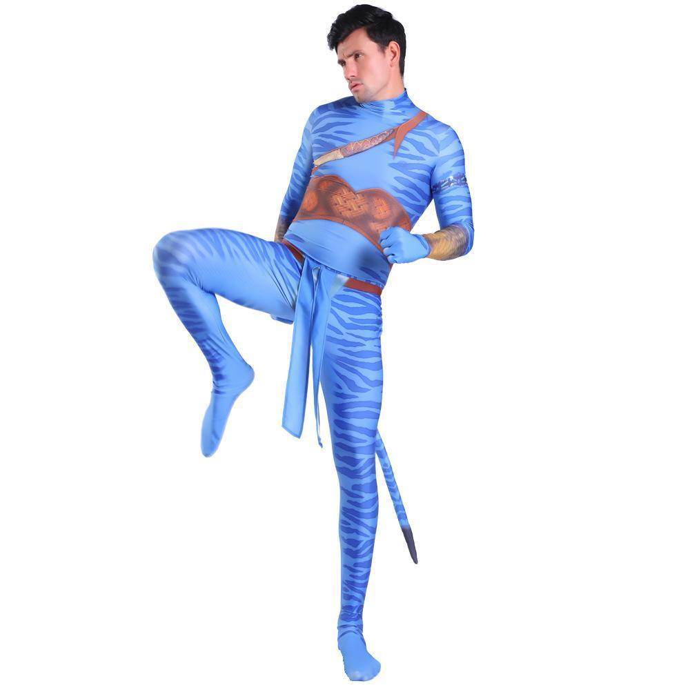 Avatar 2 Neytiri Battle Costume Tail Suit Unisex Jumpsuit Halloween Cosplay Zentai Bodysuit for Adult Kids - Ecosfun