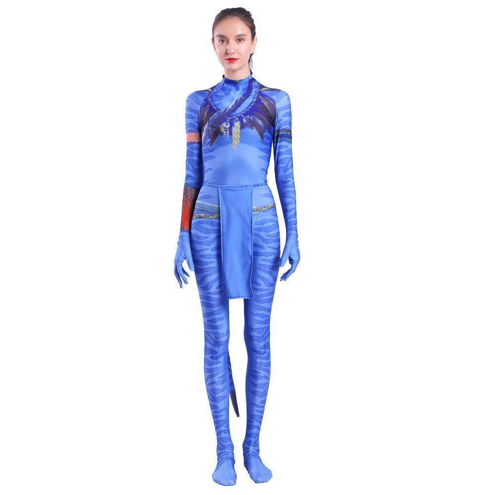 Avatar 2 Neytiri Battle Costume Tail Suit Unisex Jumpsuit Halloween Cosplay Zentai Bodysuit for Adult Kids - Ecosfun