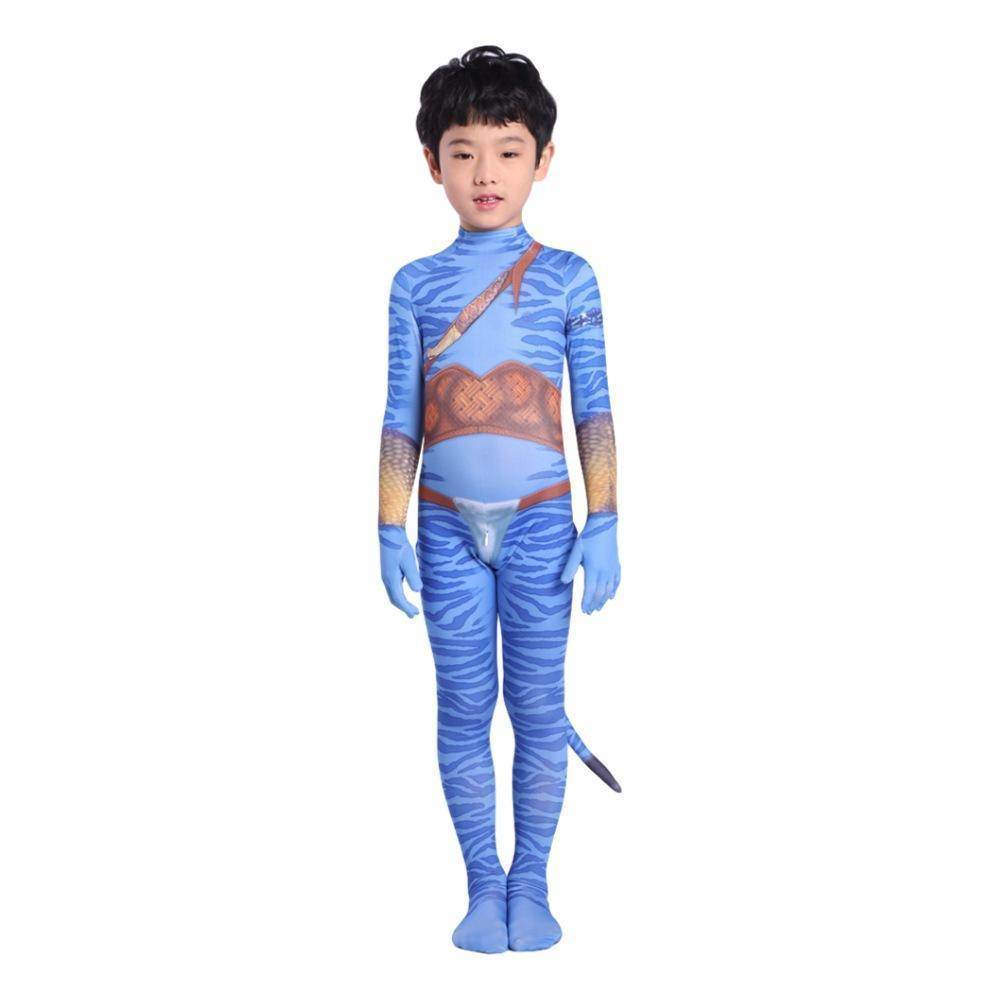 Avatar 2 Neytiri Battle Costume Tail Suit Unisex Jumpsuit Halloween Cosplay Zentai Bodysuit for Adult Kids - Ecosfun