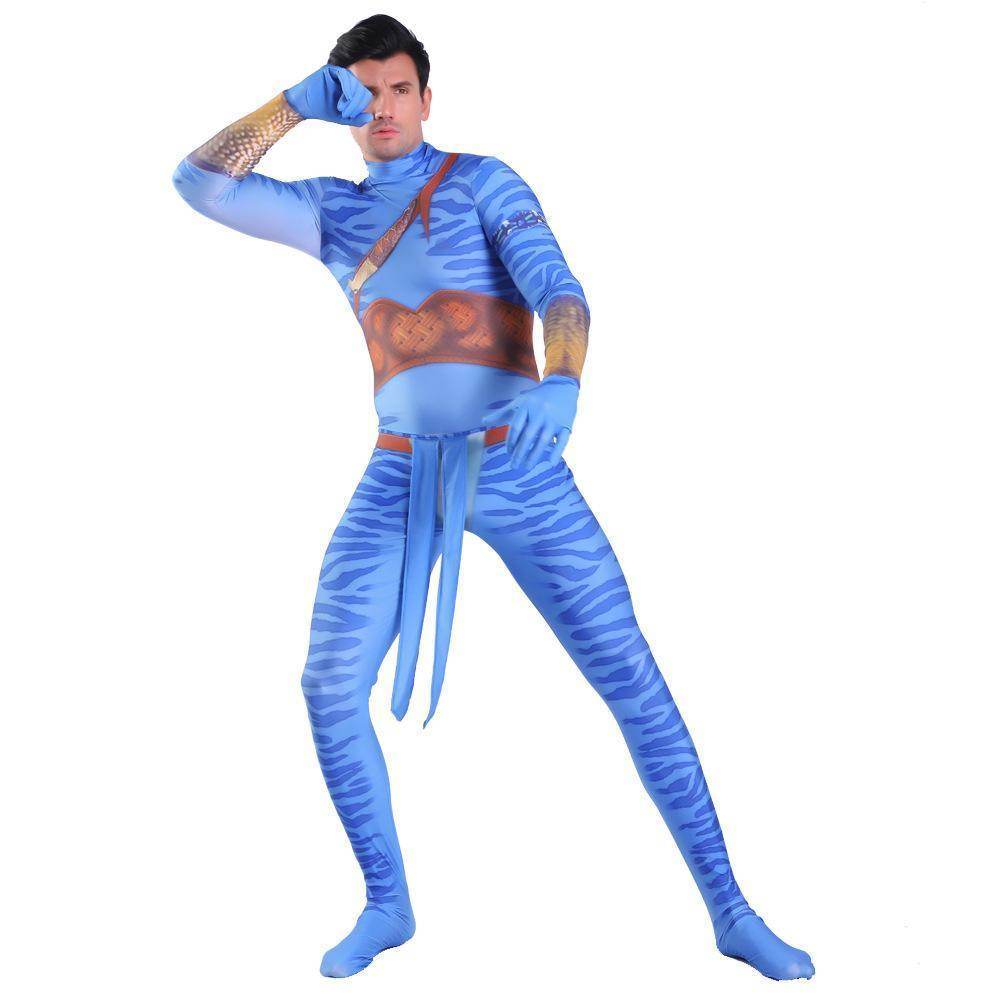 Avatar 2 Neytiri Battle Costume Tail Suit Unisex Jumpsuit Halloween Cosplay Zentai Bodysuit for Adult Kids - Ecosfun